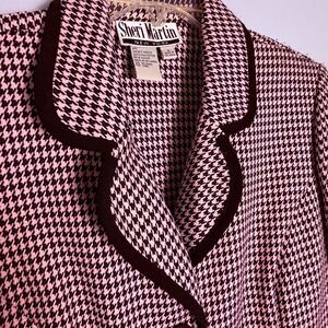VTG Sheri Martin New York Pink & Black Houndstooth Blazer – Women's 10 Career